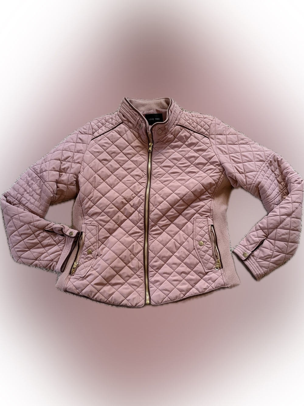 Love Tree Blush Quilted Jacket with Gold-Tone Hardware